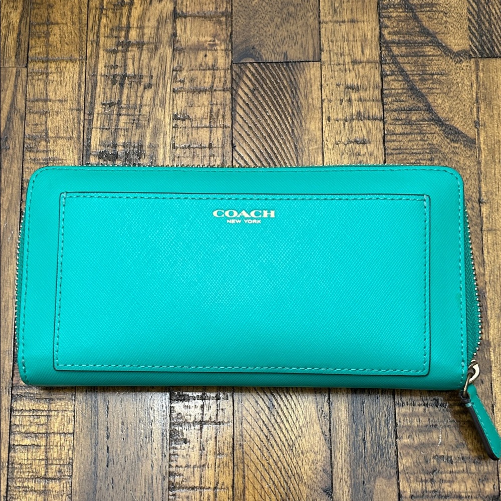 Coach Turquoise Zip-Around Wallet